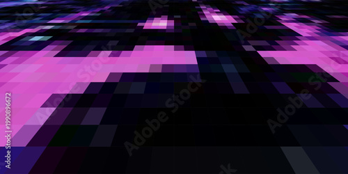 Purple Yellow looped abstract psychedelic digital cyberspace code. Concept glitch background 3D Illustration as crypto currency, NFT, video gaming overlay with cryptography hex code for live stream.