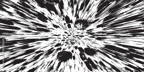 Circular starburst explosion texture. Distressed uneven grunge background. Abstract vector illustration. Overlay to create interesting effect and depth. Isolated on white background.