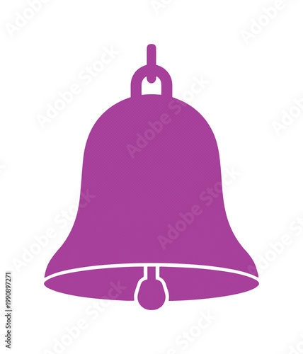 Vibrant purple bell vector icon, simple graphic design element, classic ringing bell symbol, notification and alert illustration isolated on White Background