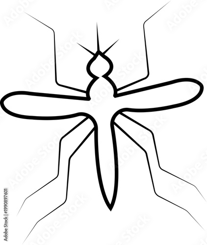 Mosquito icon in flat and line style vector black insect bug fly pest silhouette outline symbol design, mosquito gnat midge insect repellent warning sign