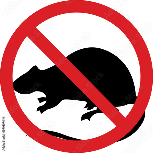 Mouse vector with rat rodent pest icons, vermin infestation control symbol prohibition sign silhouette outline isolated minimal editable design