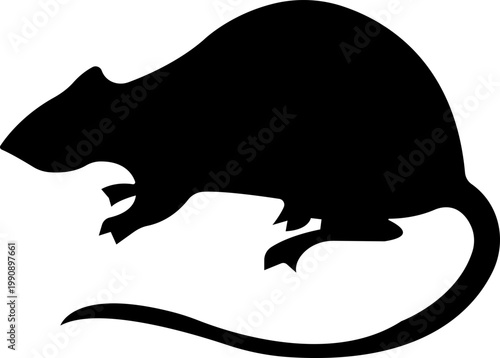 Mouse vector with rat rodent pest icons, vermin infestation control symbol prohibition sign silhouette outline isolated minimal editable design