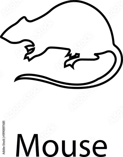 Mouse vector with rat rodent pest icons, vermin infestation control symbol prohibition sign silhouette outline isolated minimal editable design