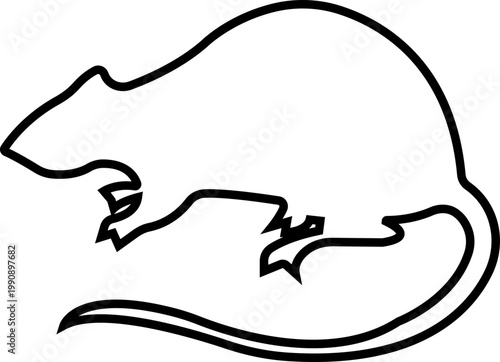 Mouse vector with rat rodent pest icons, vermin infestation control symbol prohibition sign silhouette outline isolated minimal editable design