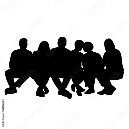 Group of diverse people sitting together silhouetted for Pride Month  
