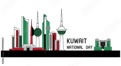 Kuwait National Day 25th February vector art illustrations
