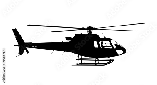 A black silhouette of a helicopter in mid flight detailed silhouette