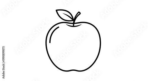 Simple black and white line drawing of a single apple silhouette