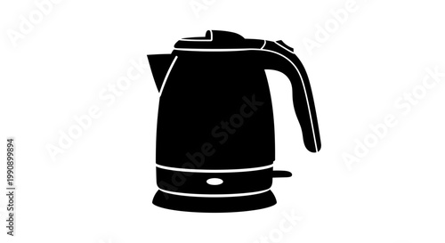 A simple black kettle design presented as a striking silhouette