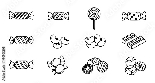 Minimal chocolate icon pack in black and white with clean outline and flat vector graphic design