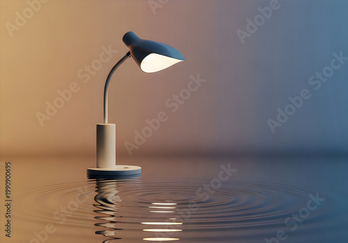 modern lamp on water with colorful background