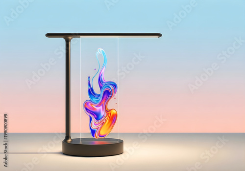 vibrant colorful art sculpture on a stand