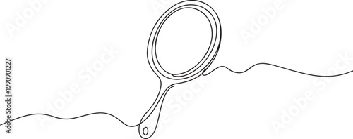 one line art hand mirror illustration. line art, one continuous line, simple, hand drawn and sketch style. one line Icon drawing
