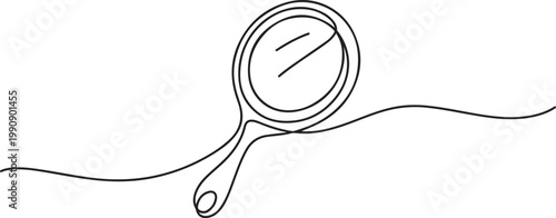 one line art hand mirror illustration. line art, one continuous line, simple, hand drawn and sketch style. one line Icon drawing