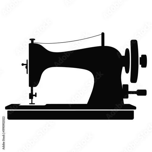 A striking black silhouette of a vintage sewing machine evoking nostalgia and craftsmanship silhouette