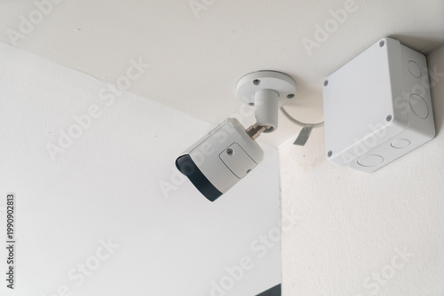 Obraz na plátně Surveillance Camera Mounted on Ceiling