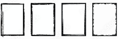 Four Vertical Grunge Frames on White Background border