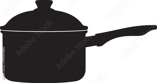 Black silhouette of a covered pot with handle cooking pot