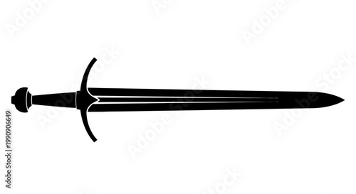 A striking black silhouette of a medieval longsword sharply defined silhouette