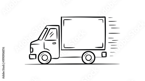 Delivery truck pick up doodle icon vector illustration, hand drawn sketch style transport vehicle for shipping, logistics, courier, and e-commerce design
