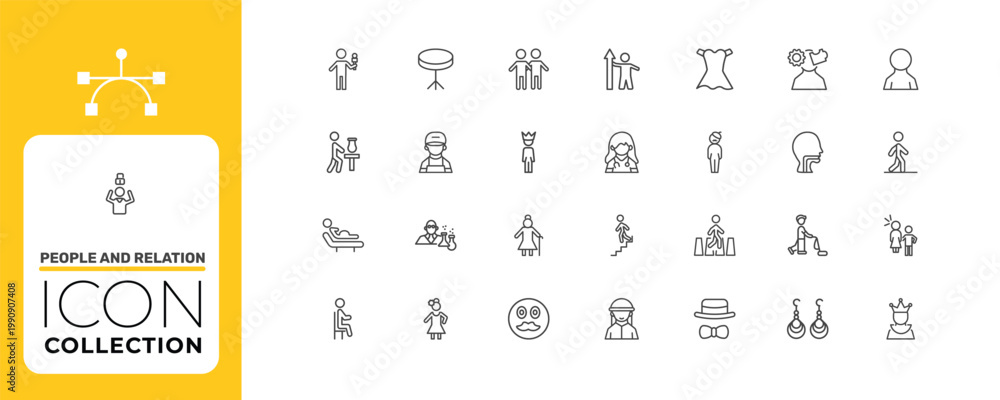 Εκτύπωση καμβά people and relation icon set with worker success, technician, road crossing sign