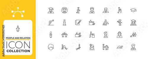 people and relation icon set with colombian, salat, chilean signs in flat outline style