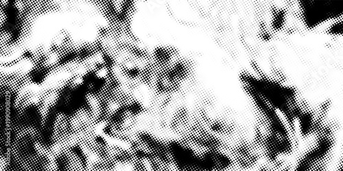 Black halftone wave background. Abstract grainy fluid texture. Dotted curved dot flow wallpaper. Grit swoosh overlay element for poster, banner, brochure, flyer, leaflet, template. Vector backdrop