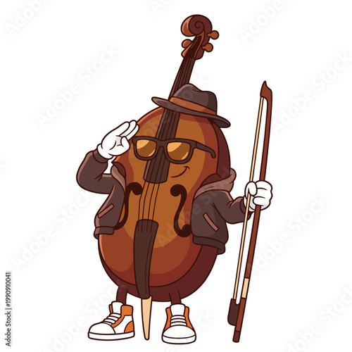 Cool Cello Musician Cartoon Character