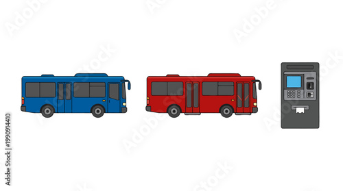 Buses and a Ticket Machine.