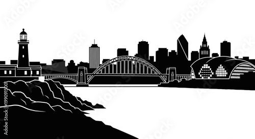 Black silhouette of a city skyline.