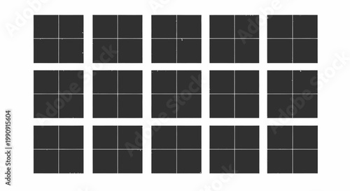 Abstract Grid Pattern with Grunge Texture - Dark Gray Squares on White