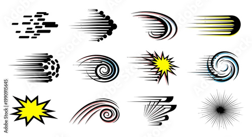 Speed Lines and Motion Effects Collection: Dynamic Comic Style Graphics