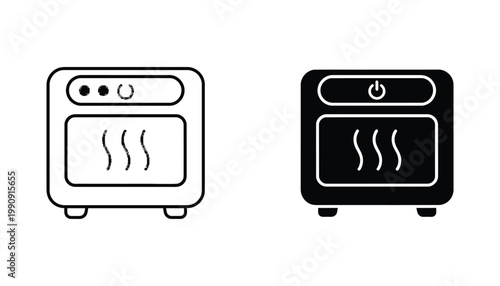 Small kitchen air fryer appliance icon for cooking and household technology as a professional vector graphic for culinary and lifestyle branding