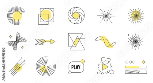 Abstract Geometric Shapes and Icons Collection - Modern Design Elements