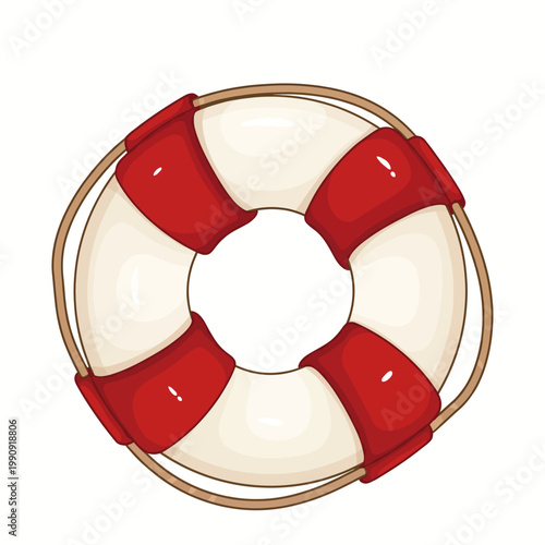 A classic red and white lifebuoy representing safety and rescue, illustrating the importance of safety measures in various environments, especially near water.