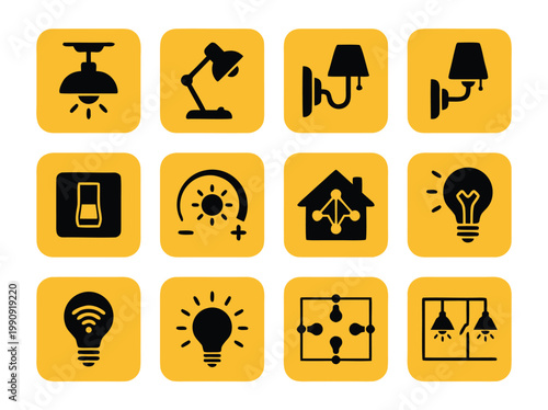 Set of electrical lighting icons.