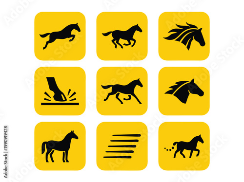 Set of Horse Icons and Symbols.
