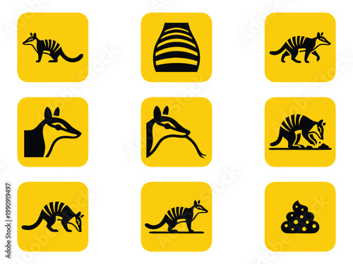 Set of Icons Featuring an Echidna and its Droppings.