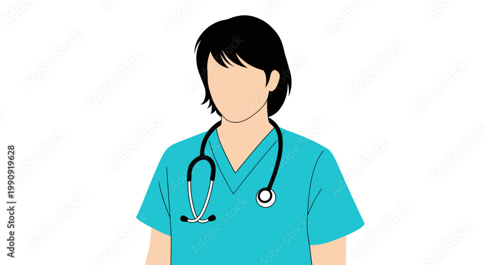 Fototapeta premium Medical Professional with Stethoscope, Healthcare Worker Illustration