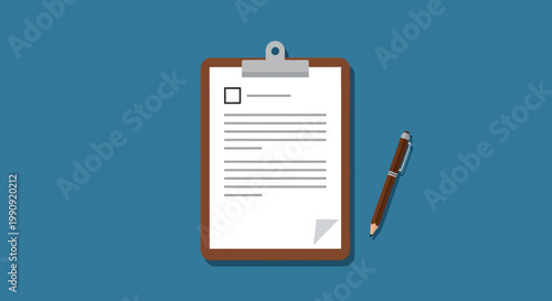 Clipboard with checklist and pen, business concept, task completion, planning