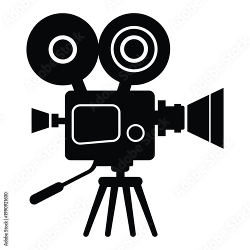 Vintage camera icon old fashioned film recorder symbol retro photography equipment design object vector illustration.