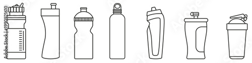 Sports bottle icon vector set. Bottle illustration sign collection. Sport symbol. Water logo.