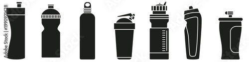 Sports bottle icon vector set. Bottle illustration sign collection. Sport symbol. Water logo.