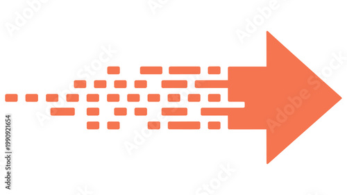 Foto Orange speeding arrow icon fast motion symbol directional sign dynamic movement graphic element vector illustration