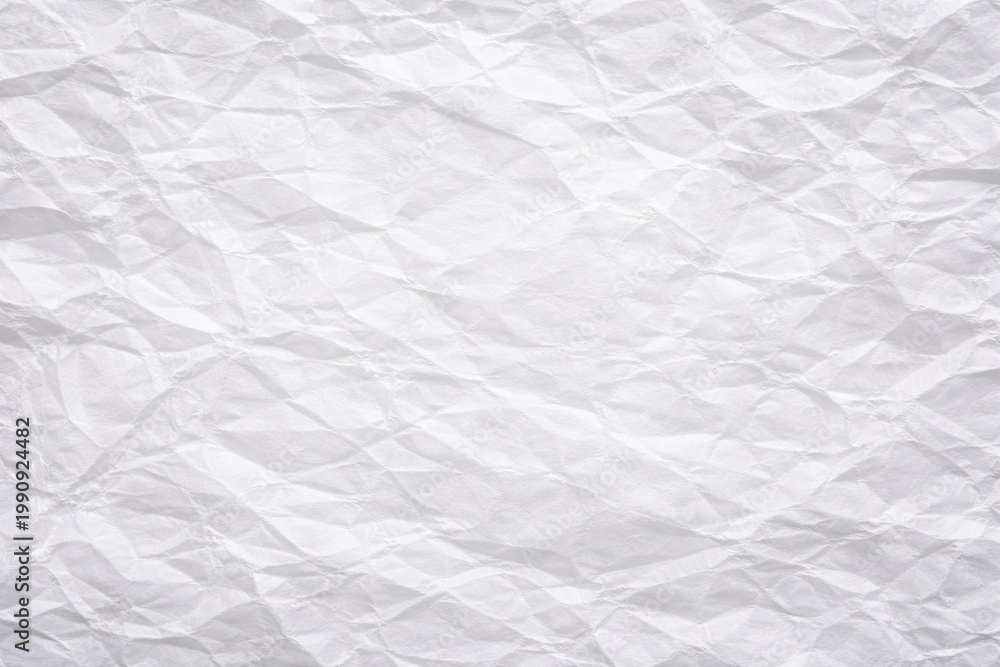 Obraz premium White wrinkled paper panel background with generous copy space