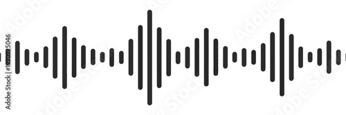 Black Sound Waveform on White Background audio music