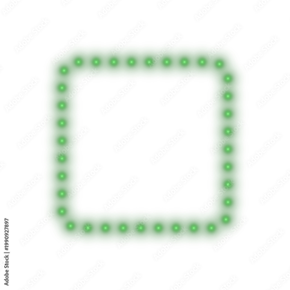 Obraz premium Green neon square border isolated design element PNG