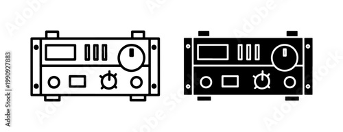 Εκτύπωση καμβά Vintage Radio Transceiver Icon Set in Line and Silhouette Style