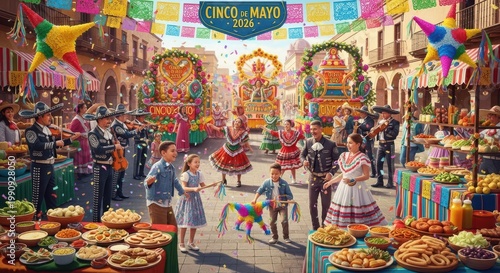 People celebrate cinco de mayo with food and dancing Cino de Mayo