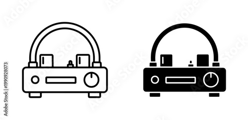 Photos Vintage Vacuum Tube Amplifier Icon Set